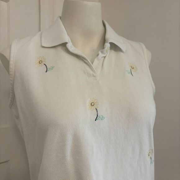 Izod size Medium Sunflower Girly Preppy East Coast Summer Collared Golf Tank Top - Picture 3 of 7
